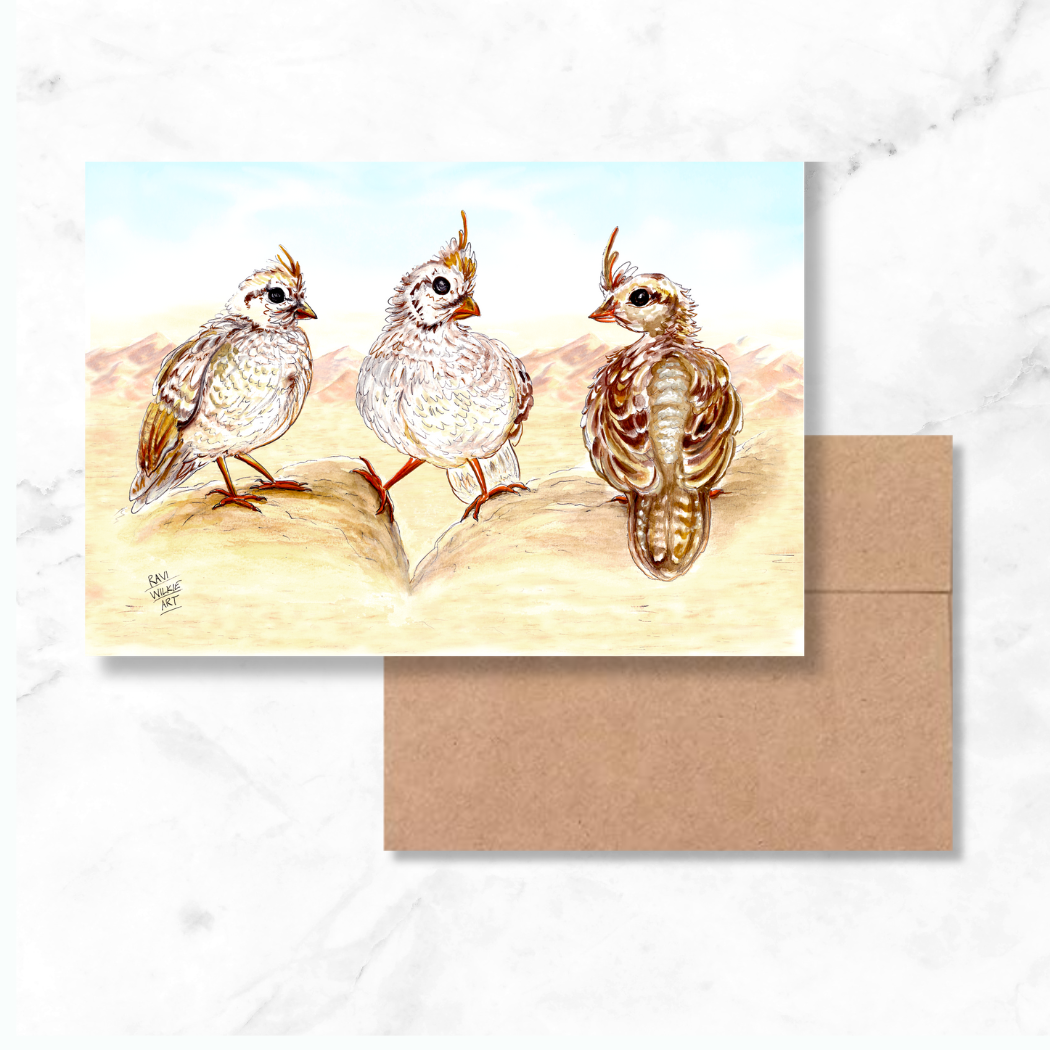 Quail Babies Greeting Card