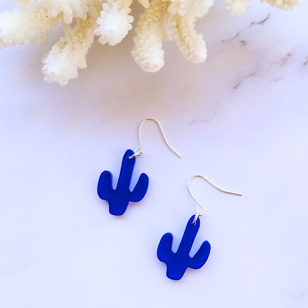Blue Cactus Earrings