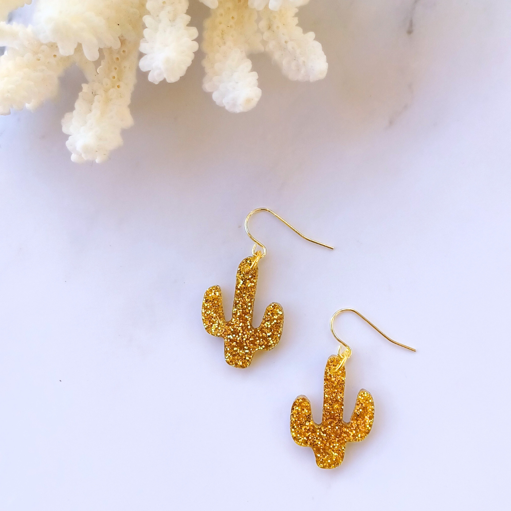 Glitter Cactus Earrings