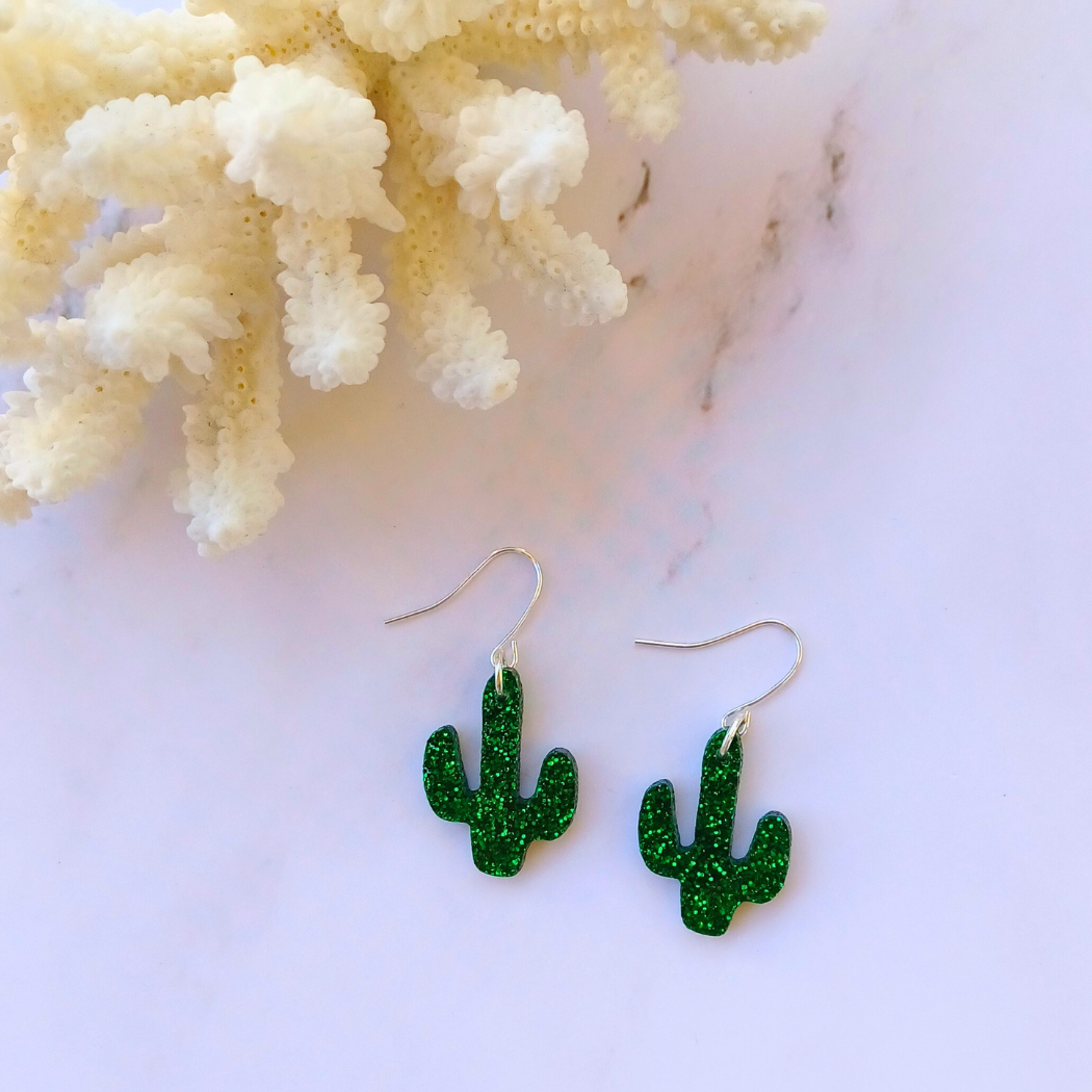 Glitter Cactus Earrings