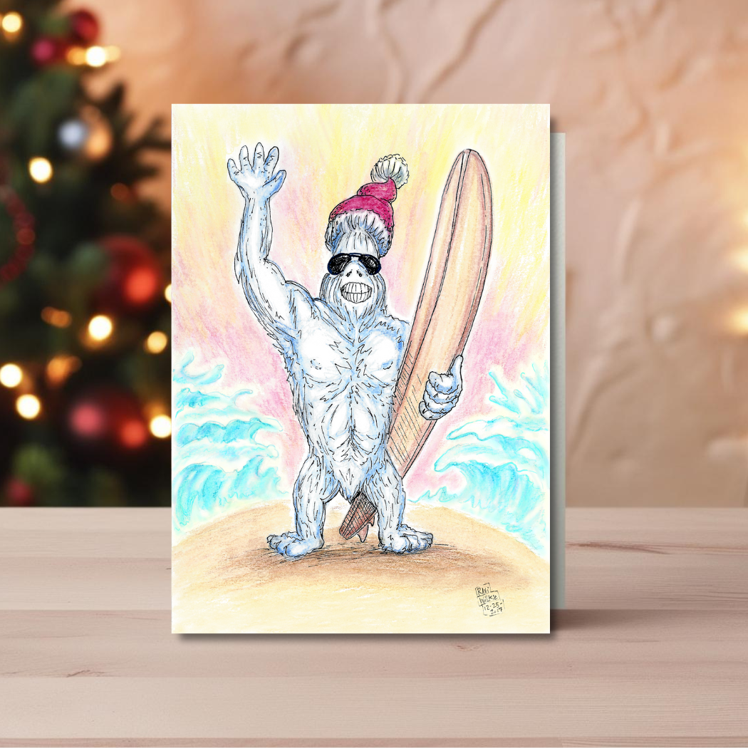 Yetti's Beach Holiday Vacation Greeting Card