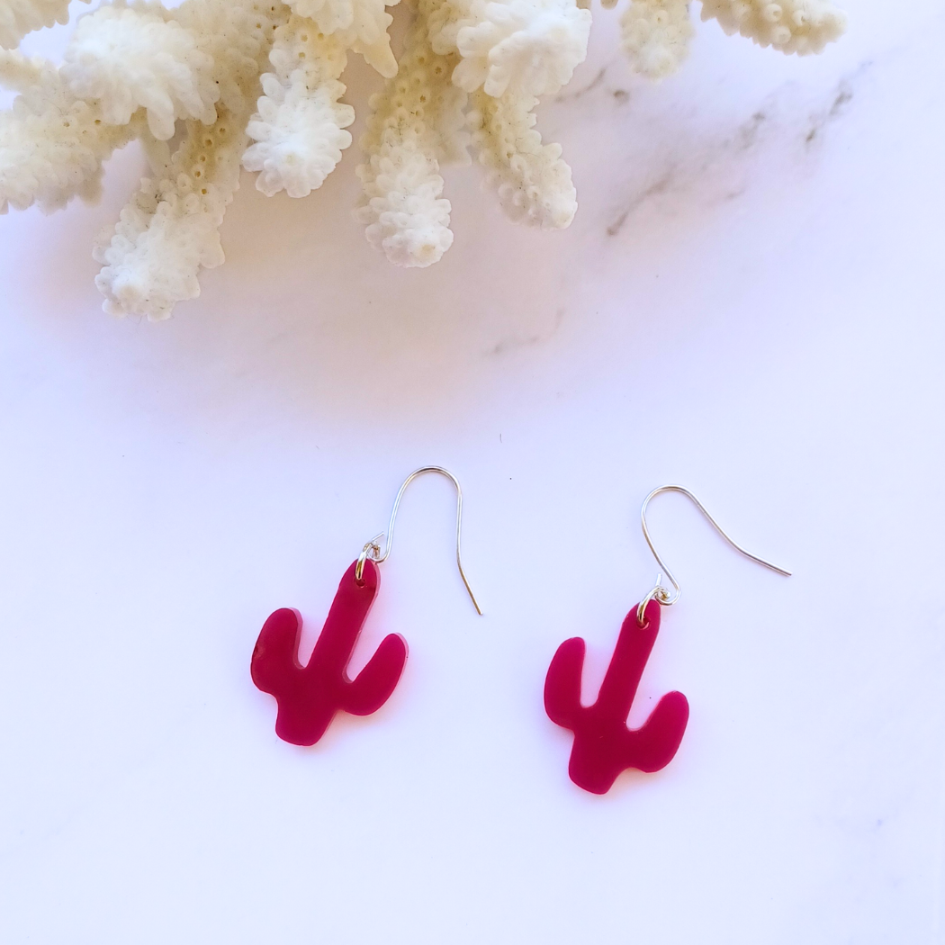 Magenta Cactus Earrings