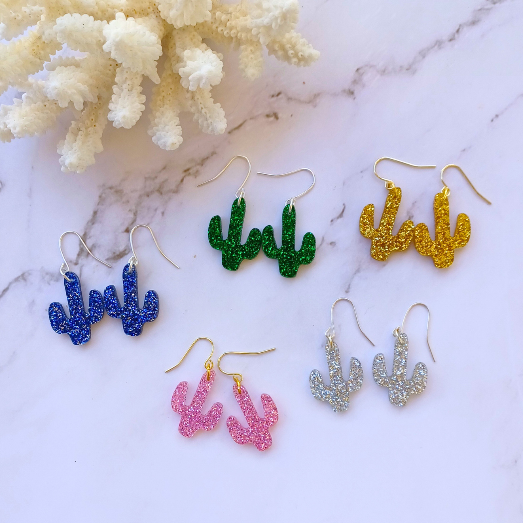Glitter Cactus Earrings