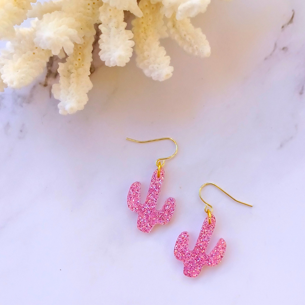 Glitter Cactus Earrings