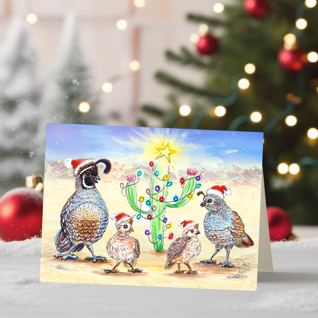 Quail Family Holiday Greeting Card