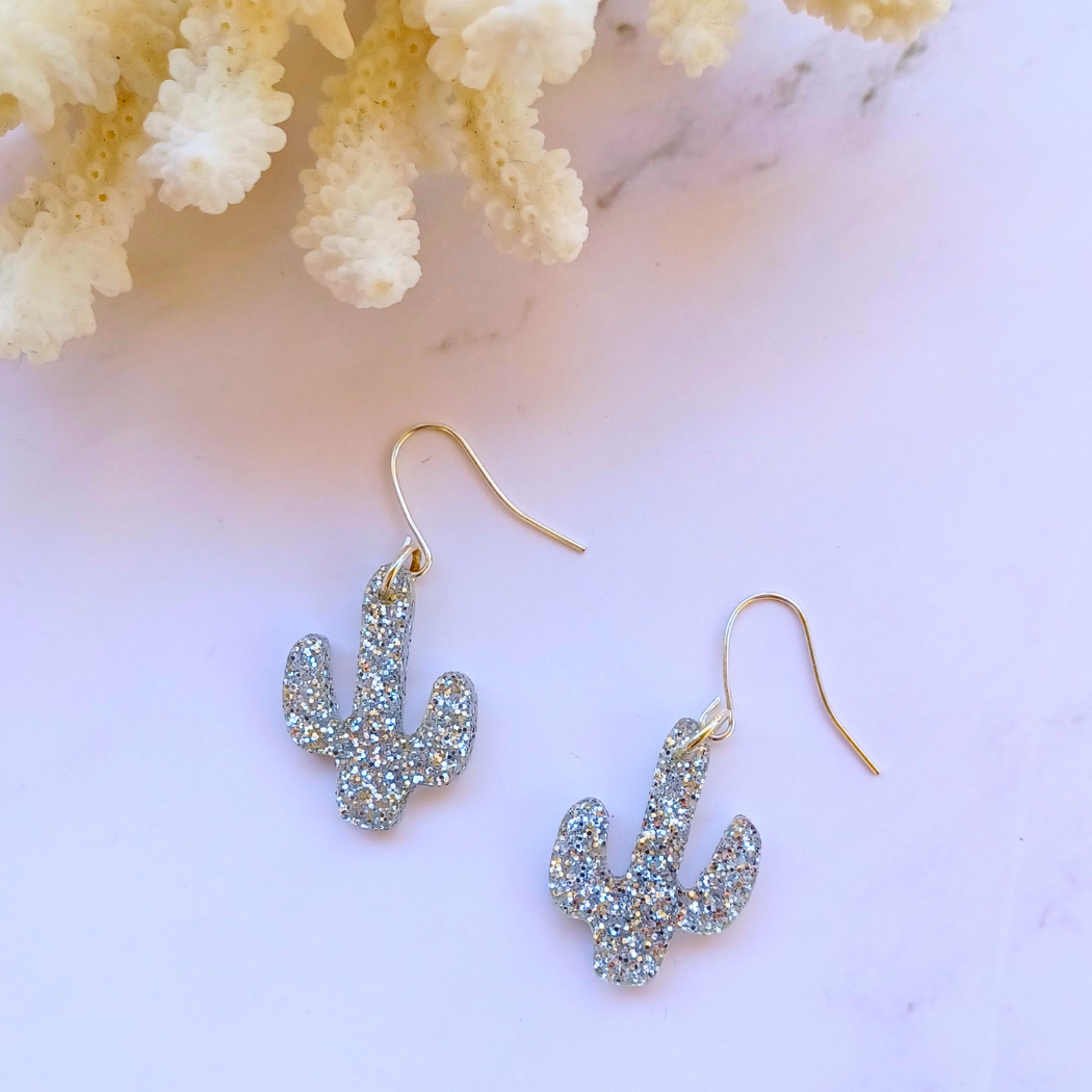 Glitter Cactus Earrings