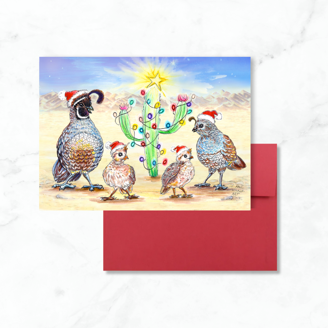 Quail Family Holiday Greeting Card