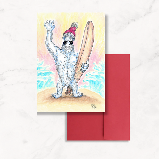 Yetti's Beach Holiday Vacation Greeting Card